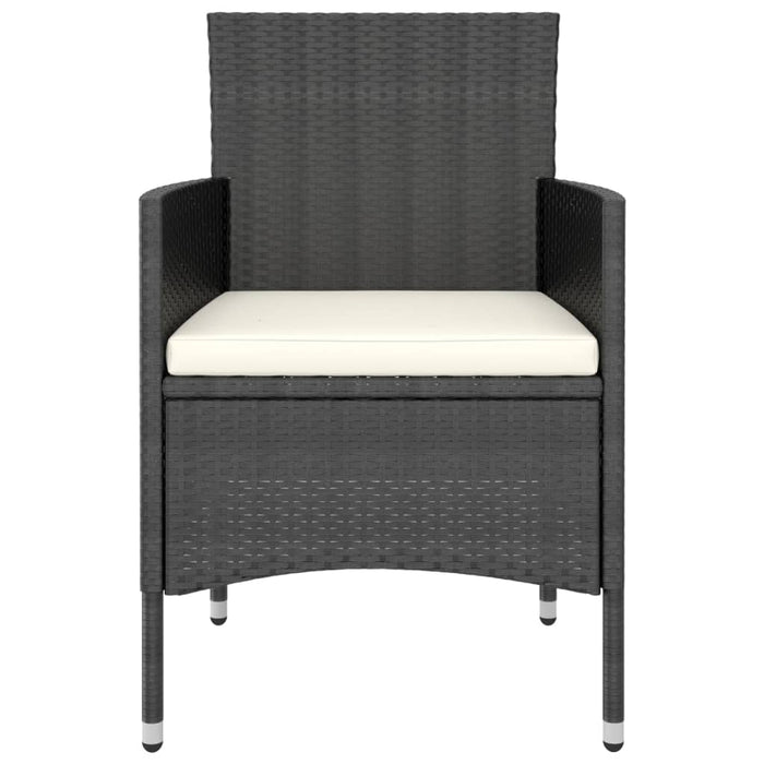 Set mobilier grădină, 5 piese, negru, poliratan și lemn acacia WALTI