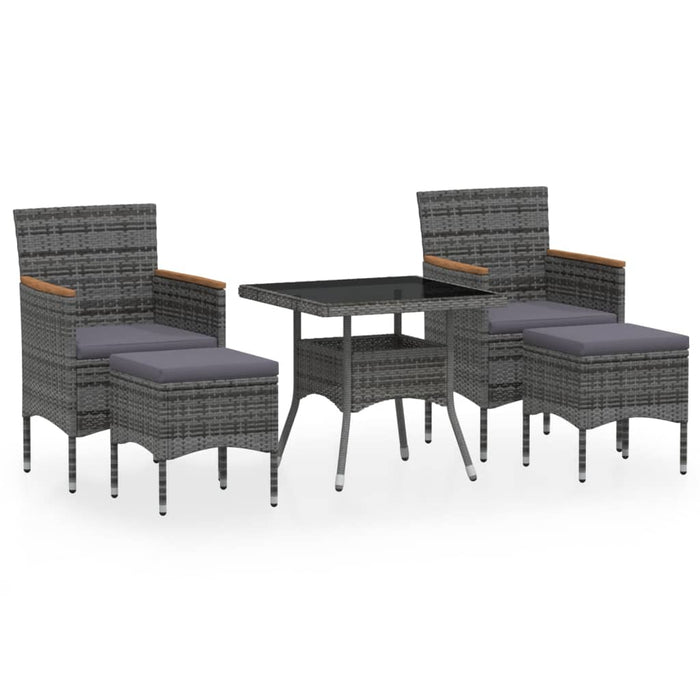 Set mobilier grădină, 5 piese, gri, poliratan/sticlă tratată - WALTI WALTI