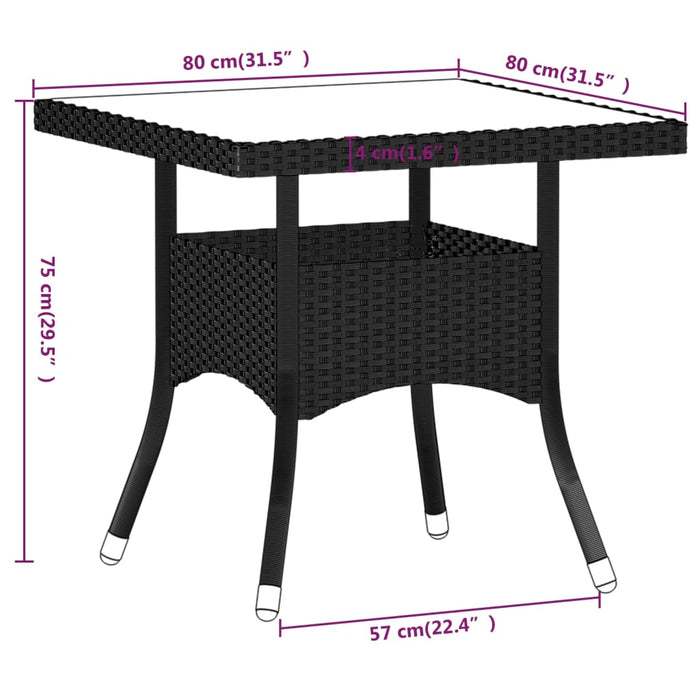 Set mobilier grădină, 5 piese, negru, poliratan și lemn acacia WALTI