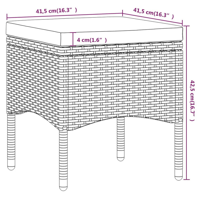 Set mobilier grădină, 5 piese, negru, poliratan și lemn acacia WALTI