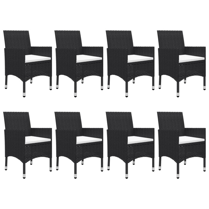 Set mobilier grădină, 9 piese, negru, poliratan, lemn acacia WALTI