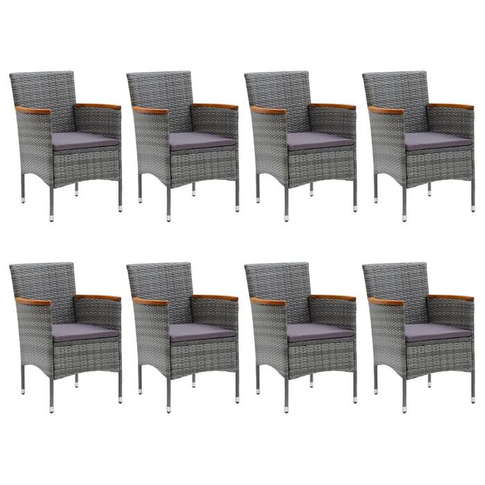 Set mobilier grădină, 9 piese, gri, poliratan, lemn acacia WALTI