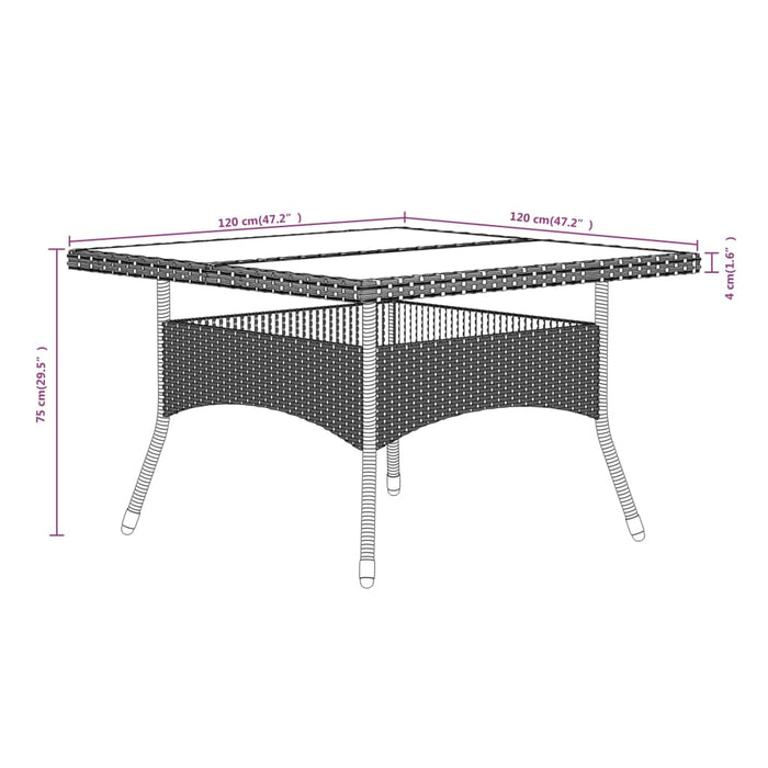 Set mobilier grădină, 5 piese, gri, poliratan/sticlă tratată WALTI