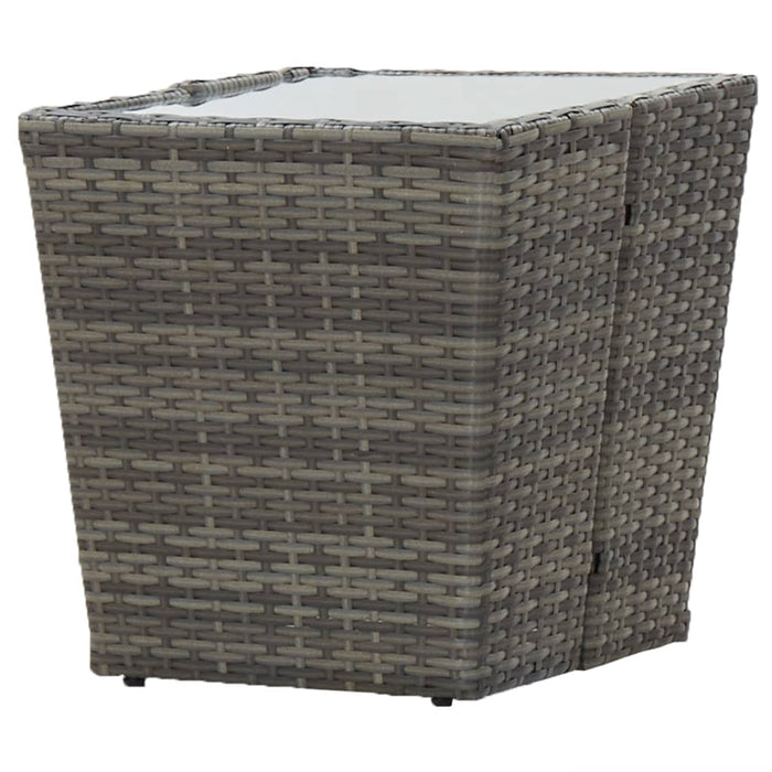 Set mobilier bistro, 3 piese, gri, poliratan/sticlă securizată - WALTI WALTI