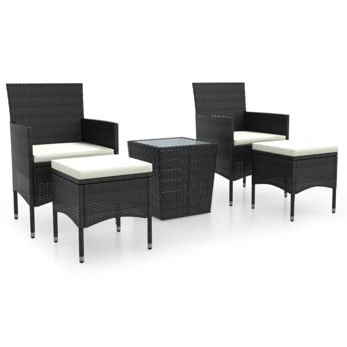 Set mobilier bistro grădină 3 piese negru poliratan și sticlă WALTI