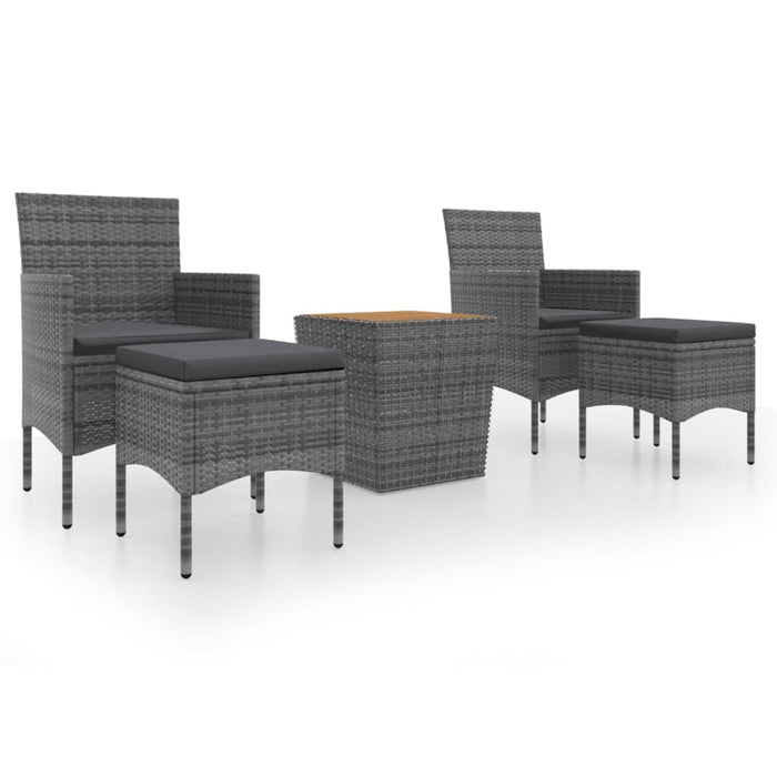 Set mobilier grădină, 5 piese, gri, poliratan și lemn acacia WALTI