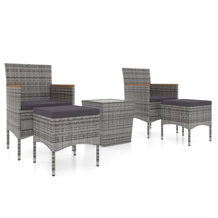 Set mobilier bistro grădină 5 piese gri, poliratan și sticlă - WALTI WALTI