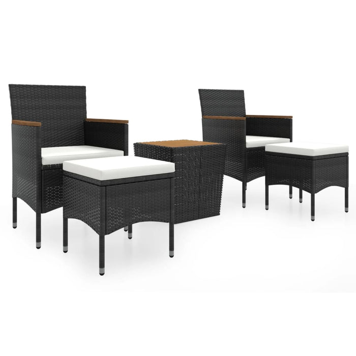 Set mobilier bistro grădină 5 piese negru poliratan/lemn acacia WALTI