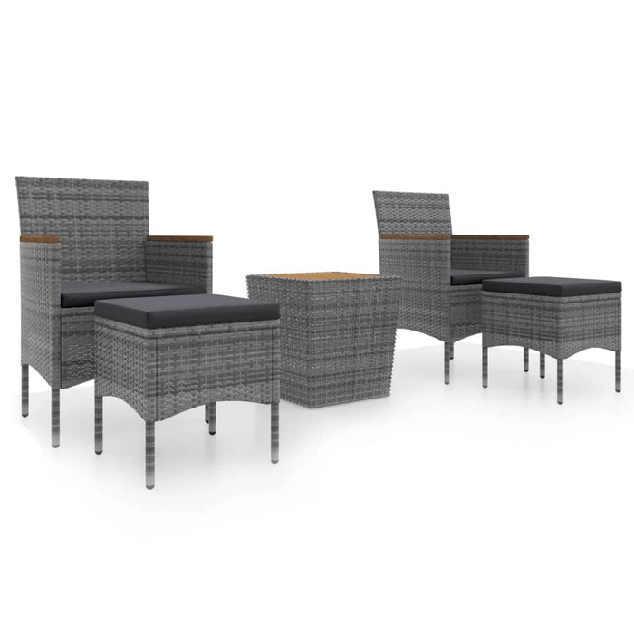 Set mobilier bistro grădină 5 piese gri poliratan/lemn acacia - WALTI WALTI