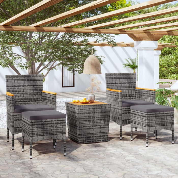 Set mobilier bistro grădină 5 piese gri poliratan/lemn acacia - WALTI WALTI