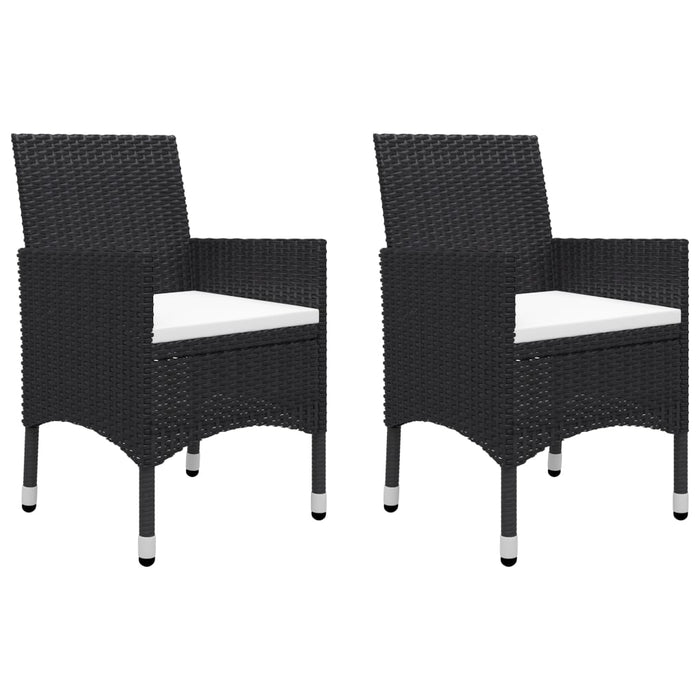 Set mobilier bistro grădină 3 piese, negru, poliratan și sticlă WALTI