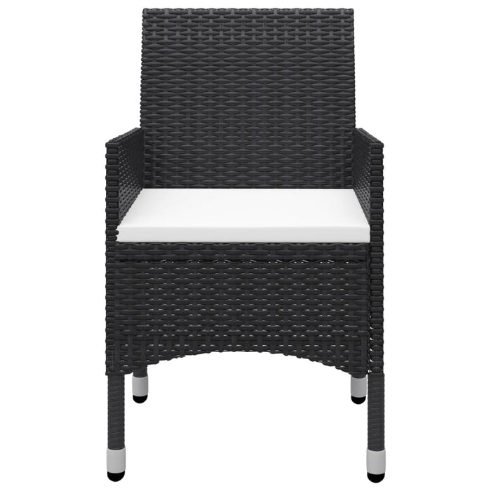 Set mobilier bistro grădină 3 piese, negru, poliratan și sticlă WALTI