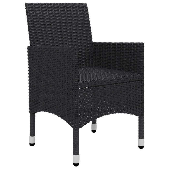 Set mobilier bistro grădină 3 piese, negru, poliratan și sticlă WALTI