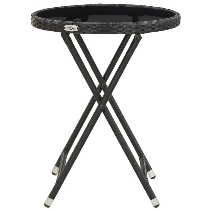Set mobilier bistro grădină 3 piese, negru, poliratan și sticlă WALTI