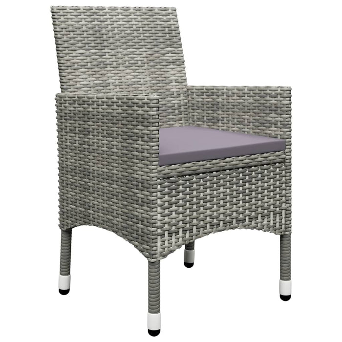 Set mobilier bistro grădină, 3 piese, gri, poliratan și sticlă WALTI