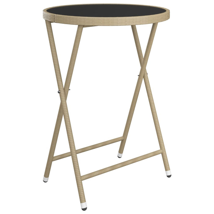 Set mobilier bistro, 3 piese, bej, poliratan/sticlă securizată - WALTI WALTI
