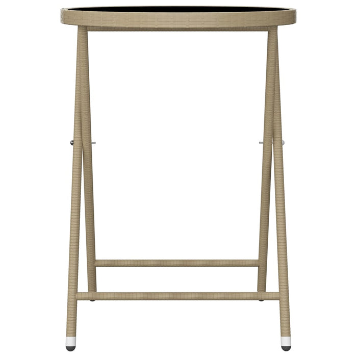 Set mobilier bistro, 3 piese, bej, poliratan/sticlă securizată - WALTI WALTI