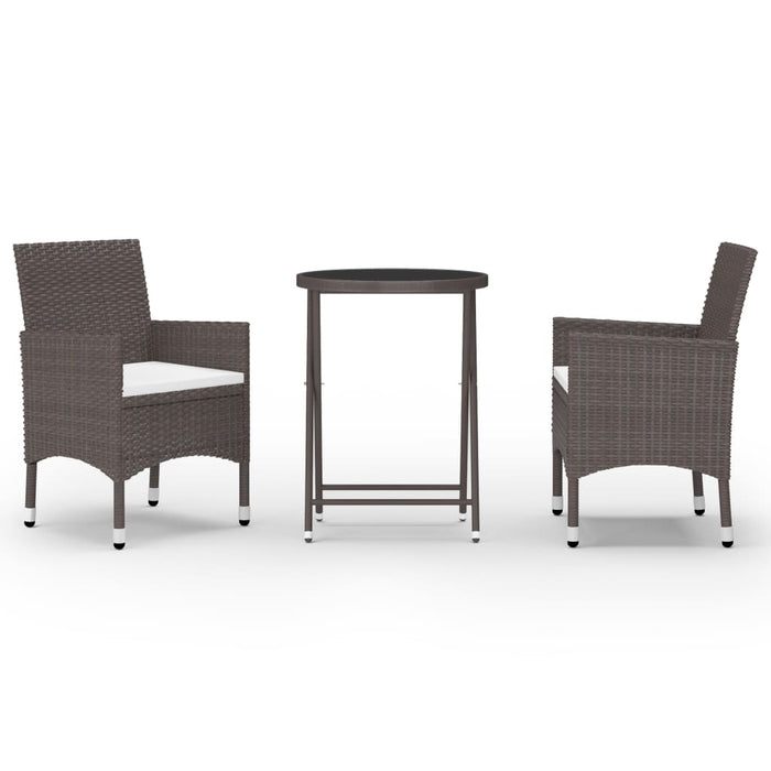 Set mobilier bistro, 3 piese, maro, poliratan/sticlă securizată WALTI