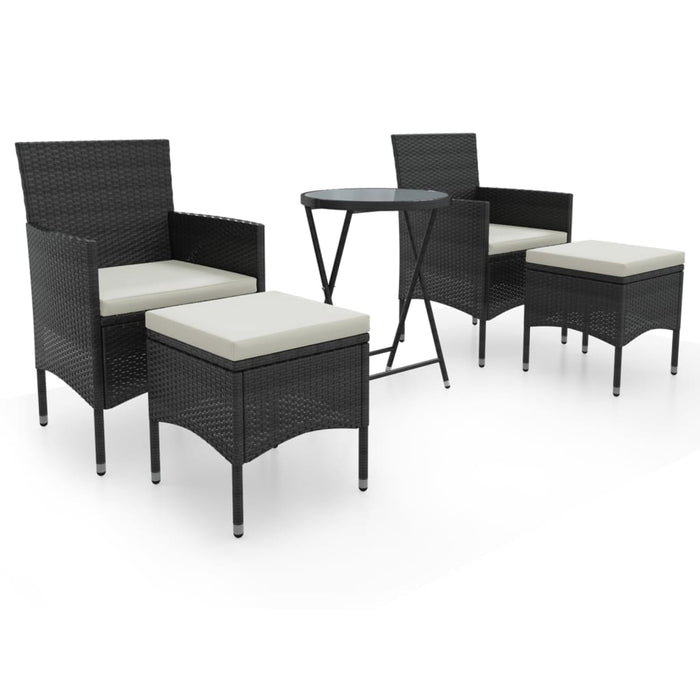 Set mobilier bistro grădină 3 piese negru poliratan și sticlă WALTI