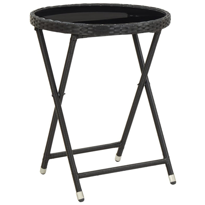 Set mobilier bistro grădină 3 piese negru poliratan și sticlă WALTI