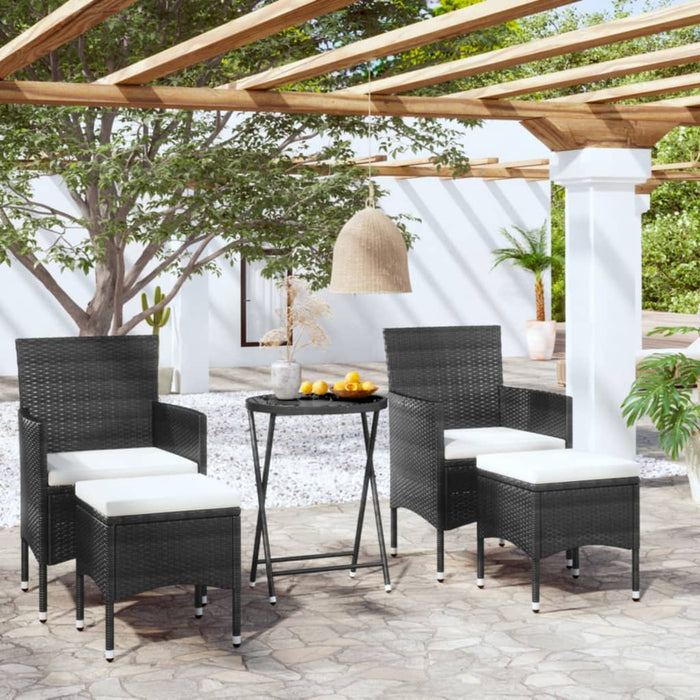 Set mobilier bistro grădină 3 piese negru poliratan și sticlă WALTI