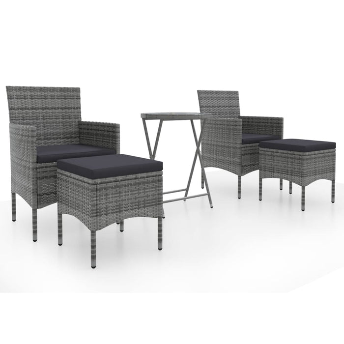 Set mobilier de grădină, 3 piese, gri, poliratan și sticlă - WALTI WALTI