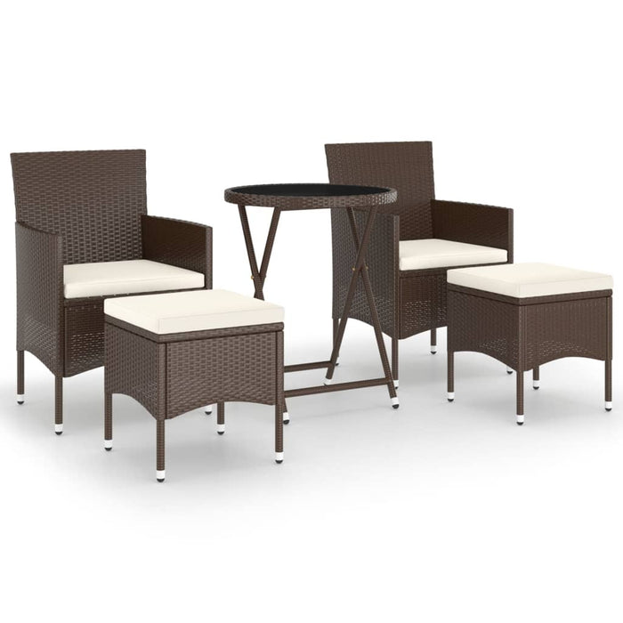 Set mobilier bistro, 3 piese, maro, poliratan/sticlă securizată WALTI
