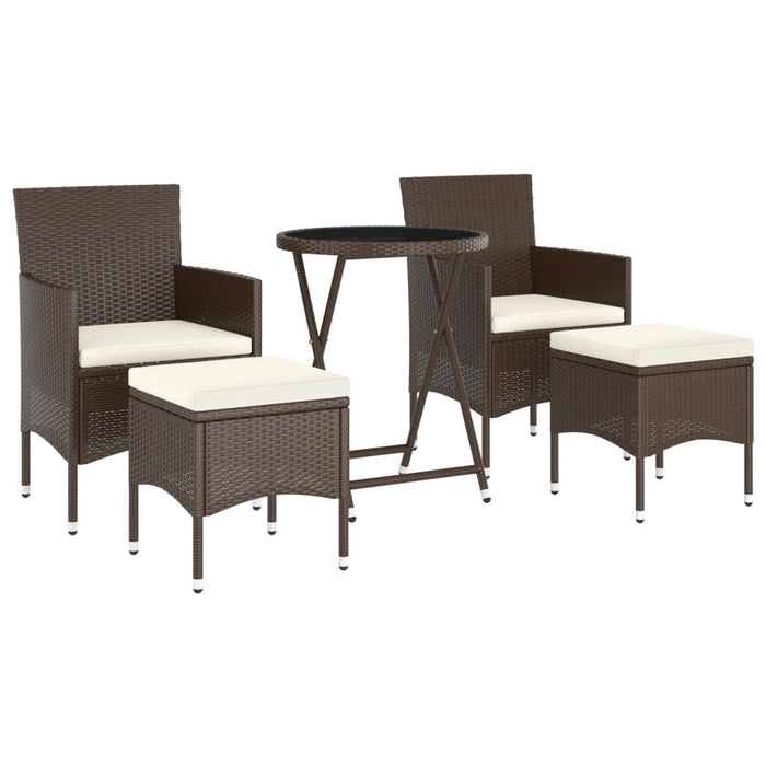 Set mobilier bistro, 3 piese, maro, poliratan/sticlă securizată WALTI