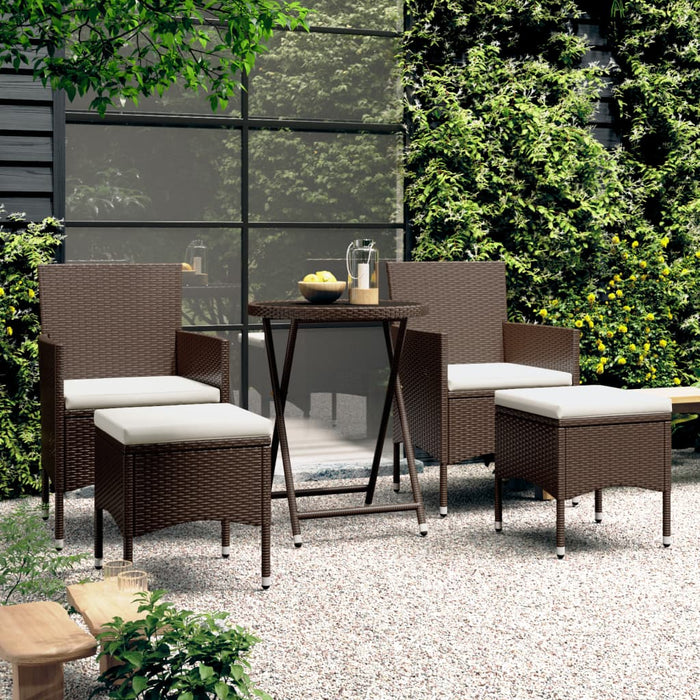 Set mobilier bistro, 3 piese, maro, poliratan/sticlă securizată WALTI