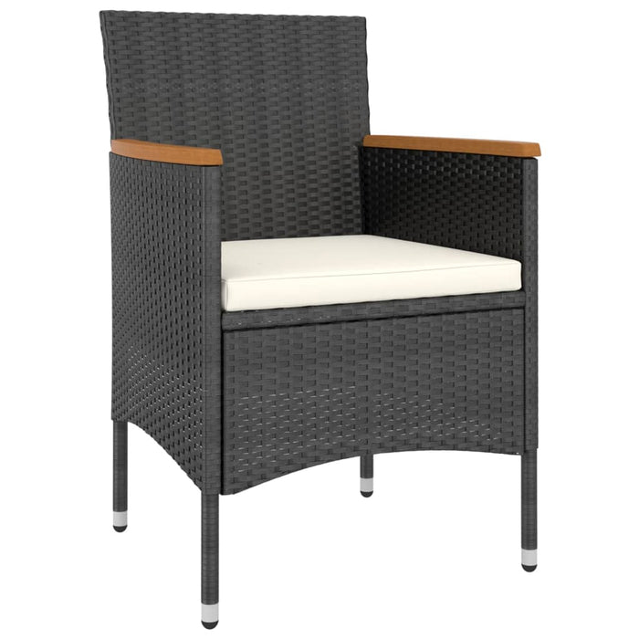 Set mobilier bistro grădină 5 piese, negru, poliratan și sticlă WALTI