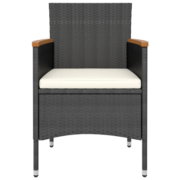 Set mobilier bistro grădină 5 piese, negru, poliratan și sticlă WALTI