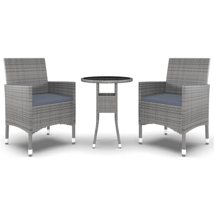 Set mobilier de grădină, 3 piese, gri, poliratan - WALTI WALTI
