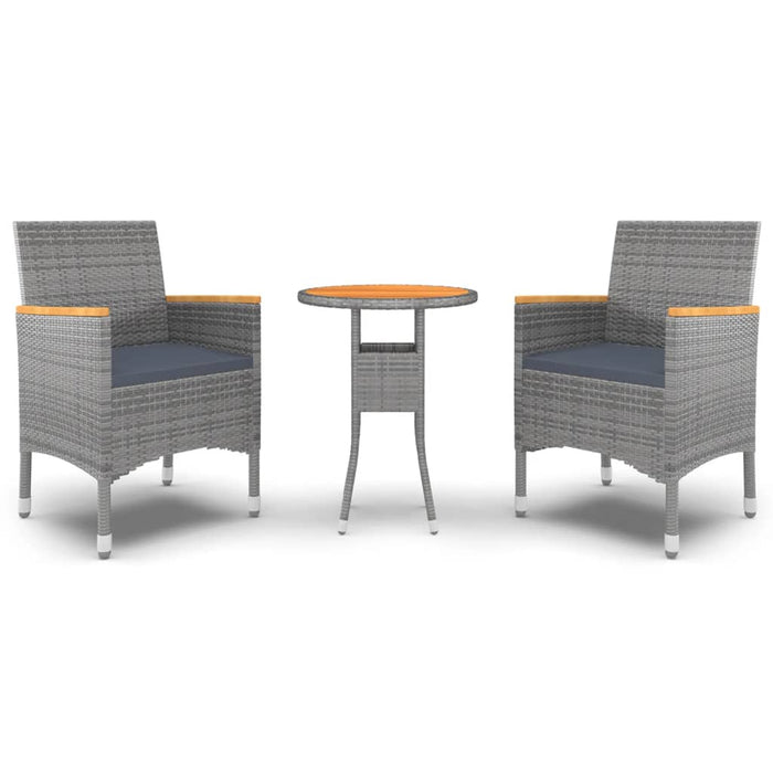 Set mobilier de grădină, 3 piese, gri, poliratan WALTI