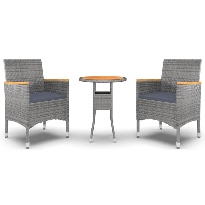 Set mobilier de grădină, 3 piese, gri, poliratan - WALTI WALTI