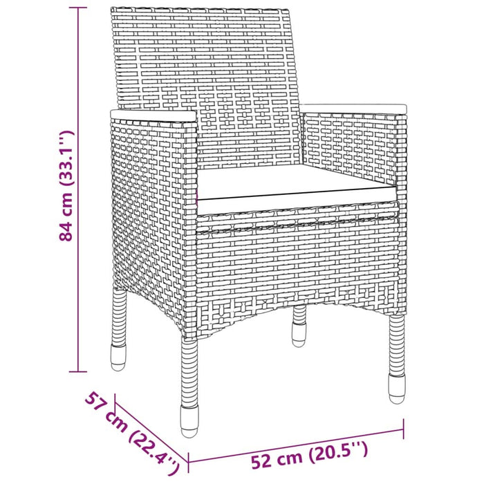 Set mobilier de grădină, 3 piese, gri, poliratan - WALTI WALTI
