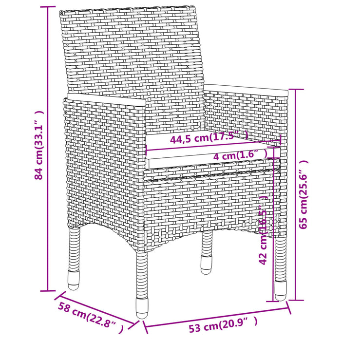 Set mobilier de grădină, 5 piese, negru, poliratan WALTI