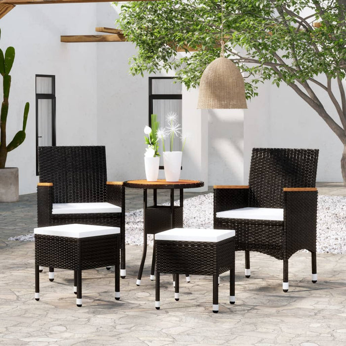 Set mobilier de grădină, 5 piese, negru, poliratan WALTI