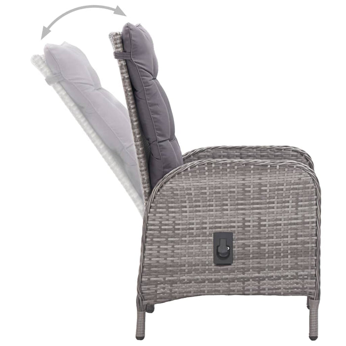 Set mobilier grădină, 5 piese, gri, poliratan și sticlă WALTI