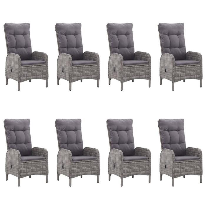Set mobilier grădină, 9 piese, gri, poliratan și sticlă - WALTI WALTI