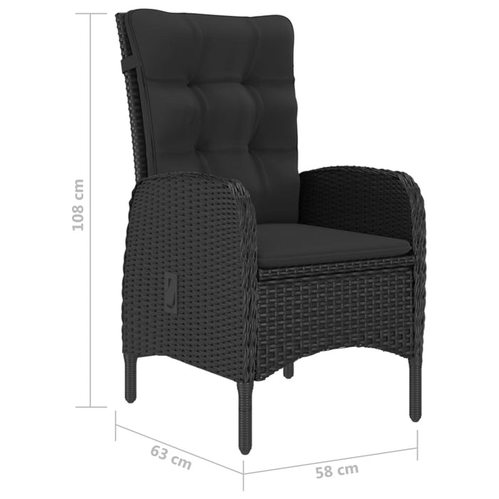 Set mobilier grădină, 9 piese, negru, poliratan, lemn acacia WALTI