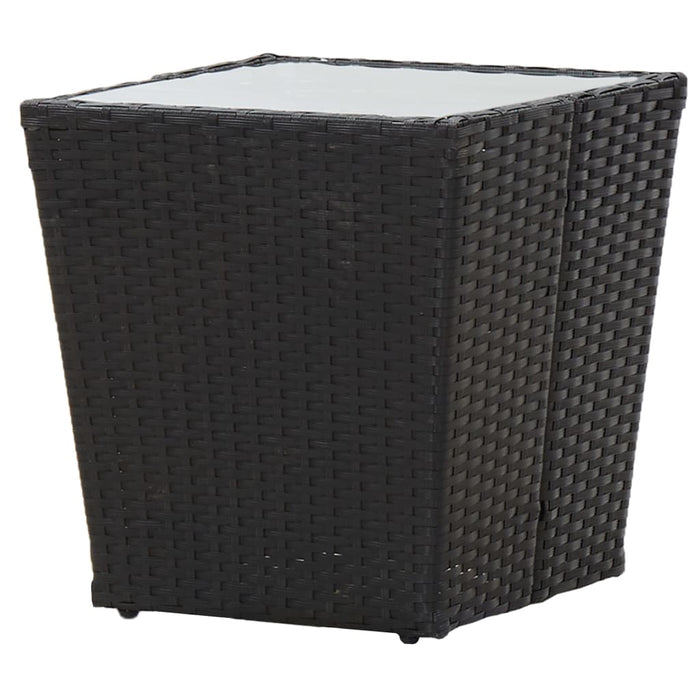 Set mobilier grădină, 3 piese, negru, poliratan și sticlă WALTI