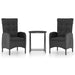 Set mobilier bistro grădină, 3 piese, negru, poliratan/sticlă - WALTI WALTI