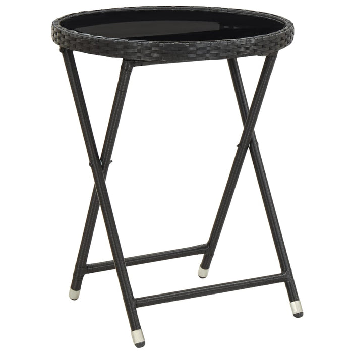 Set mobilier bistro grădină, 3 piese, negru, poliratan/sticlă - WALTI WALTI