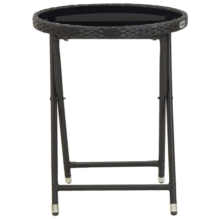 Set mobilier bistro grădină, 3 piese, negru, poliratan/sticlă - WALTI WALTI