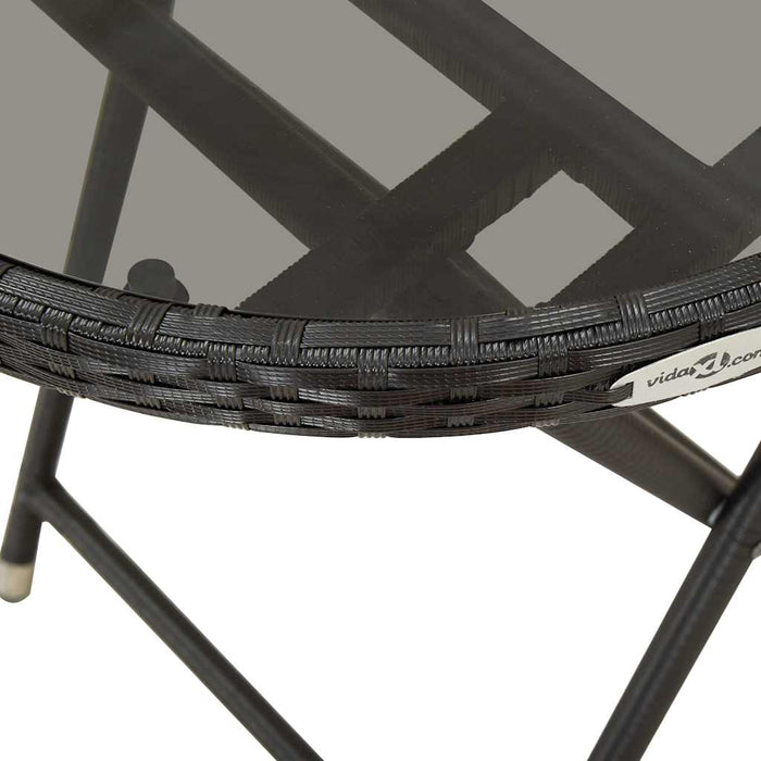 Set mobilier bistro grădină, 3 piese, negru, poliratan/sticlă - WALTI WALTI