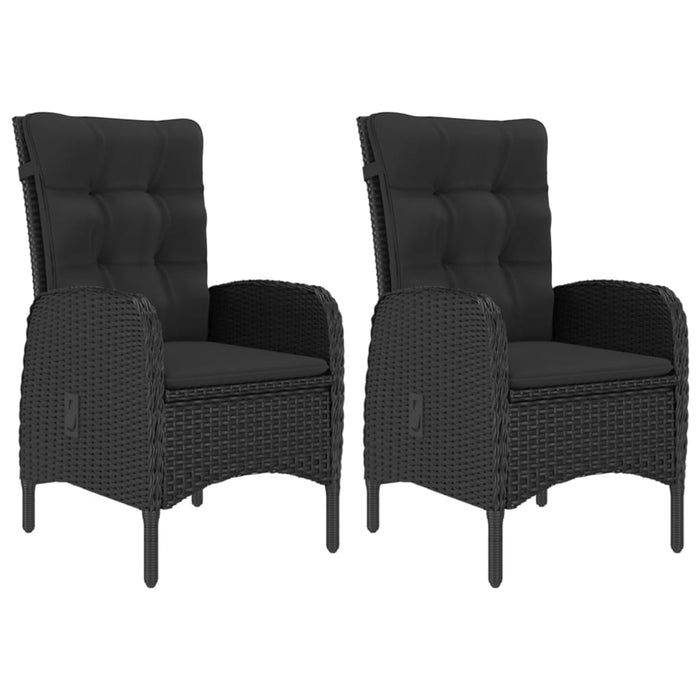 Set mobilier bistro grădină, 3 piese, negru, poliratan/sticlă - WALTI WALTI