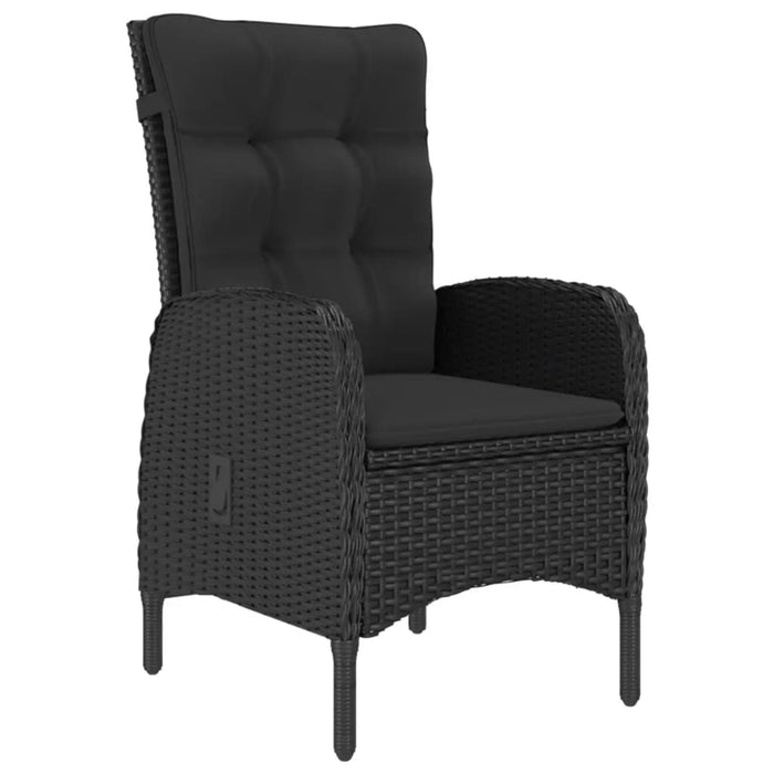 Set mobilier bistro grădină, 3 piese, negru, poliratan/sticlă - WALTI WALTI