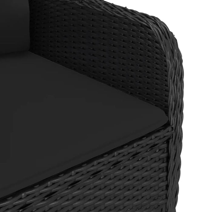 Set mobilier bistro grădină, 3 piese, negru, poliratan/sticlă - WALTI WALTI
