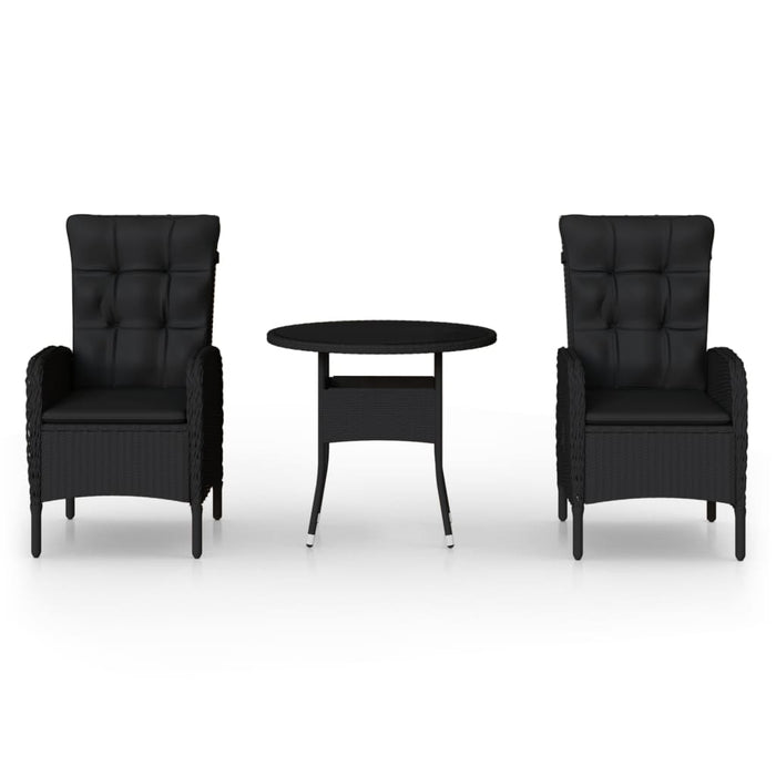 Set bistro de grădină, 3 piese, negru, poliratan - WALTI WALTI