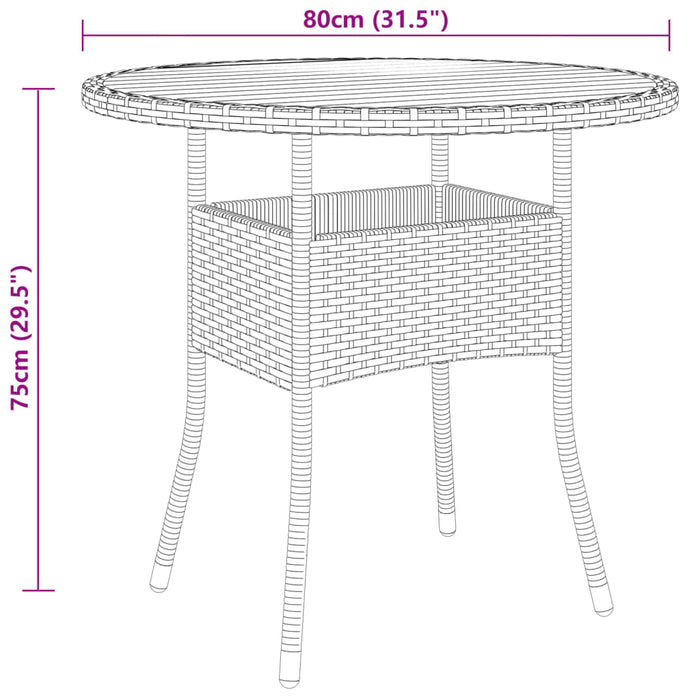 Set bistro de grădină, 3 piese, negru, poliratan - WALTI WALTI